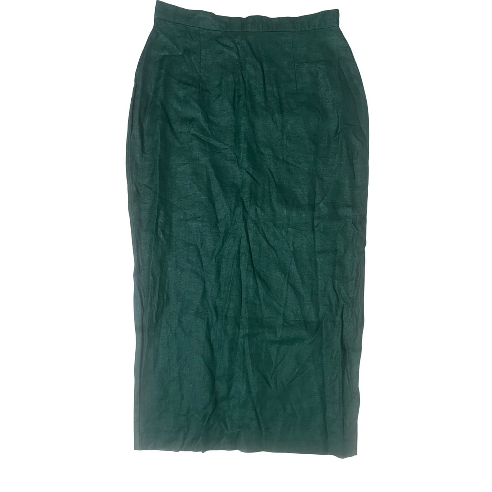Aust Maxi Skirt Women 40 Green Excellent Linen Professional Workwear